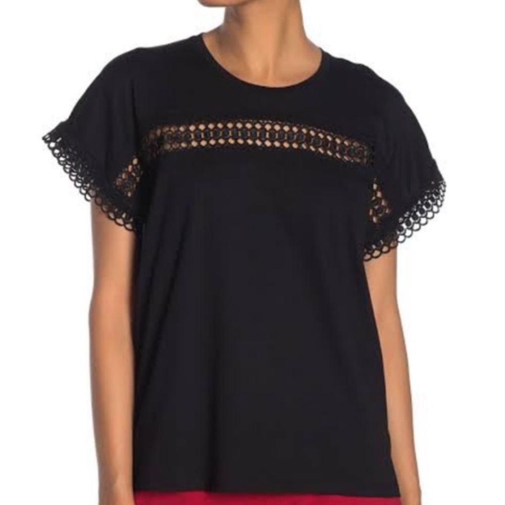 Burberry Lace Detail Black Tee Size S
